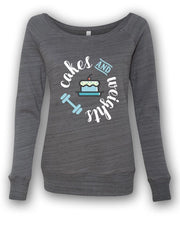 Womens Cakes & Weights Wide Neck Sweatshirt